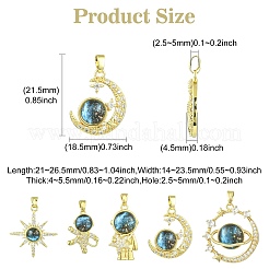5Pcs 5 Styles Brass Micro Pave Cubic Zirconia Pendants&nbsp;KK-CJ0003-57