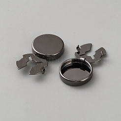 真鍮のカフスボタン  フラットラウンド  ガンメタ色  18.5x18x5mm&nbsp;FIND-WH0111-773B