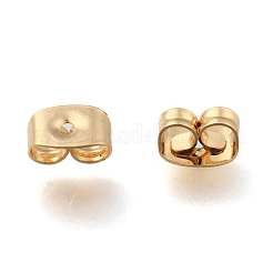真鍮摩擦ピアスキャッチ  ピアス作りに  18KGP本金メッキ  6x4x3mm  穴：0.8mm&nbsp;X-KK-P001-32G