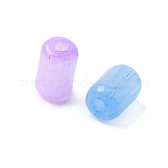 68gガラスキャットアイビーズ10個  コラム  ミックスカラー  6x4mm  穴：1mm&nbsp;GLAA-V001-05