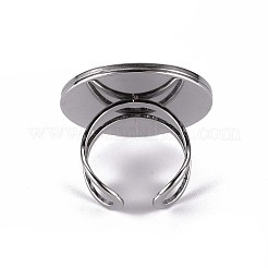 変色しない201ステンレススチールカフパッドリングセッティング  レーザー切断  ステンレス鋼色  トレイ：25mm  usサイズ7 1/4(17.5)~usサイズ8(18mm)&nbsp;X-STAS-S080-040G-P