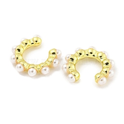 Rack Plating Brass Plastic Pearl Beads Cuff Earrings for Women&nbsp;EJEW-I302-01G