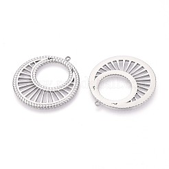 変色しない304ステンレススチールリンク  丸カン付き  フラットラウンド  ステンレス鋼色  32x30x1mm  穴：1.6mm&nbsp;STAS-E185-07P
