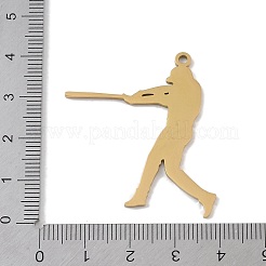304ステンレスペンダント  打者の魅力  ゴールドカラー  38x31x1.5mm  穴：2mm&nbsp;STAS-B062-01A-G