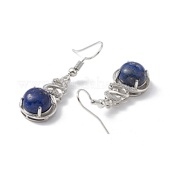 Natural Dyed Lapis Lazuli Gourd Dangle Earrings with Crystal Rhinestone&nbsp;EJEW-A092-04P-10