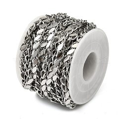 304ステンレススチールホースアイリンクチェーン  溶接されていない  スプールで  ステンレス鋼色  7.5x5.5x3.5mm&nbsp;CHS-H114-04P