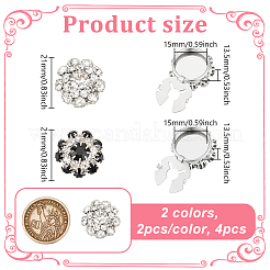 4Pcs 2 Colors Alloy Rhinestone Cufflinks&nbsp;DIY-NB0013-80D