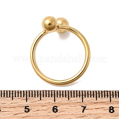 女性用304ステンレススチールオープンカフリング  イオンプレーティング（ip）  ラウンド  18KGP本金メッキ  内径：17.8mm&nbsp;RJEW-K313-19G