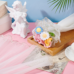 しわのあるウェーブのポリエステル製の花の花束包装包装  バレンタインデーの贈り物の装飾に適しています  ゴールデンロッド  275~280mm  4 M /袋&nbsp;FIND-WH0110-751B