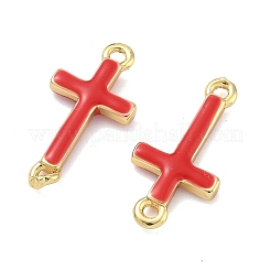 Brass Enamel Religion Cross Links Connector Charms&nbsp;KK-D229-07G-02