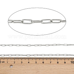 304ステンレススチールアズキチェーン  ハンダ付け  長方形  スプールで  ステンレス鋼色  6.5x2.5x0.5mm&nbsp;CHS-K023-02P