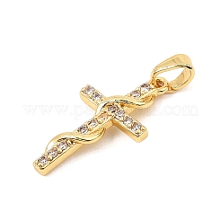 Brass Micro Pave Clear Cubic Zirconia Pendants&nbsp;CU-CBA2A11-02G