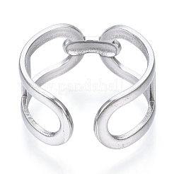 Non-Tarnish 304 Stainless Steel Oval Open Cuff Ring&nbsp;RJEW-N040-14