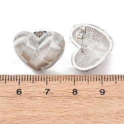 織りハートの真鍮スタッドピアス  カドミウムフリー＆鉛フリー  ラックめっき  長持ちメッキ  プラチナ  16x19mm&nbsp;EJEW-D351-05P