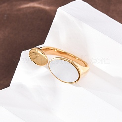 Oval 304 Stainless Steel Cuff Rings&nbsp;RJEW-F201-10G