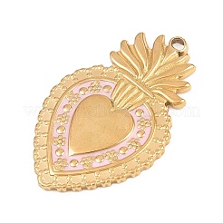 304 Stainless Steel Pink Enamel Pendants&nbsp;STAS-E524-04G