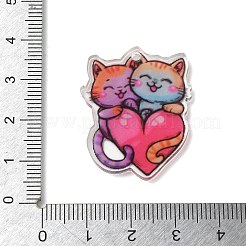 印刷されたアクリルパーツ  猫の形のチャーム  カラフル  32.5x26x2.5mm  穴：2mm&nbsp;AC-CBADA31-01