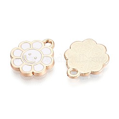 合金エナメルチャーム  ラックめっき  花のチャーム  ゴールドカラー  ホワイト  15x12.5x1.2mm  穴：1.6mm&nbsp;ENAM-T022-85B-G