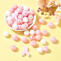 50 個のシリコン焦点ビーズ  DIYネックレスの製作  ミックスカラー  15~27x15~22x7~15mm  穴：2~2.5mm&nbsp;SIL-FS0001-31