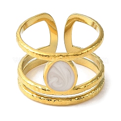 Ion Plating(IP) 304 Stainless Steel Open Cuff Ring for Women&nbsp;RJEW-F166-15G-01