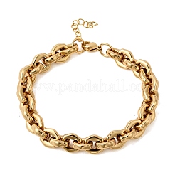 女性用304ステンレススチールリンクチェーンブレスレット  イオンプレーティング（ip）  ゴールドカラー  7.01インチ（17.8cm）&nbsp;BJEW-P388-01G