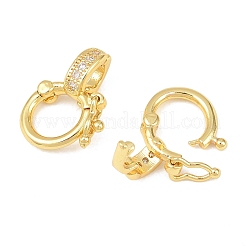 Brass Micro Pave Clear Cubic Zirconia Twister Clasps&nbsp;KK-L265-01G