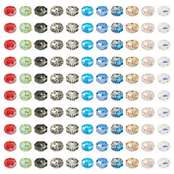 220個11色電気メッキガラスビーズ連売り  ロンデル  多面カット  ABメッキ  ミックスカラー  7~8x4.5~5mm  穴：1.2~1.4mm  20個/カラー&nbsp;EGLA-TA0013-52