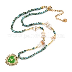 Rondelle Synthetic Stone & Seed Beads Beaded Necklaces&nbsp;NJEW-U014-01