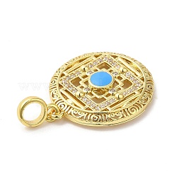 Rack Plating Brass Cubic Zirconia with Enaml Pendants&nbsp;KK-Q772-19G