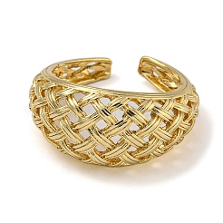 Grid Hollow Brass Open Cuff Rings for Women&nbsp;RJEW-Z050-11G