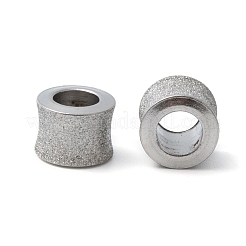 変色しにくいステンレススチールのテクスチャビーズ  大きな穴列ビーズ  ステンレス鋼色  9x11mm  5.8穴：6.1mm  別の穴：[1]ミリ&nbsp;STAS-M003-12P