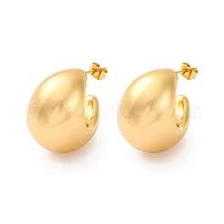 ムーン 304 ステンレス スタッド イヤリング  ゴールドカラー  25x18mm&nbsp;EJEW-A125-23G