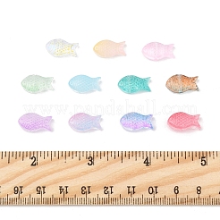 50個の透明スプレー塗装ガラスビーズ  魚  インディアンレッド  15x8x5mm  穴：1mm&nbsp;GLAA-FS0002-06H