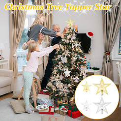 4個 4スタイル プラスチック製 クリスマスツリートップ スターオーナメント  クリスマスツリーの装飾用  ミックスカラー  95~151x95~151x12~17.5mm  穴：9.5~14mm  1個/スタイル&nbsp;AJEW-GA0006-07