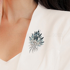 バックパックの服用の花の合金ラインストーンブローチ  サファイア  69x48mm&nbsp;PW-WGB7B94-01