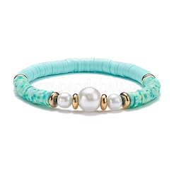 Handmade Polymer Clay Heishi Beads Stretch Bracelet&nbsp;BJEW-JB07453
