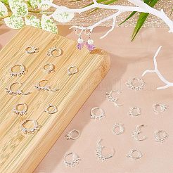 40Pcs 4 Style Rack Plating Eco-friendly Brass Huggie Hoop Earring Findings&nbsp;KK-FH0003-98