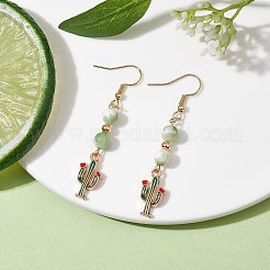 Real 18K Gold Plated Alloy Enamel Dangle Earrings&nbsp;EJEW-JE05667-01