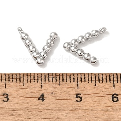 真鍮チャーム  カドミウムフリー＆ニッケルフリー＆鉛フリー  文字チャーム  プラチナ  13x12x2mm  穴：1mm&nbsp;KK-S368-16P-V