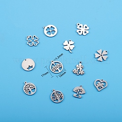 12Pcs 12 Style 304 Stainless Steel Charms&nbsp;STAS-SZ0001-48