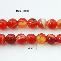 天然石縞瑪瑙/バンデットアゲートビーズ連売り  ラウンド  グレードA  染め  ミックスカラー  4mm  穴：1mm&nbsp;G-E023-M