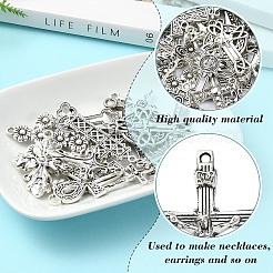 40pcs20スタイルチベットスタイルアロイペンダント  クロス  アンティークシルバー  18.5~50x10~34x1.5~4.5mm  穴：1.6~3mm  2個/スタイル&nbsp;TIBEP-YW0001-84