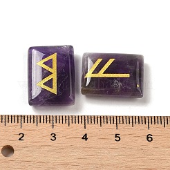 24Pcs Rectangle Natural Amethyst Rune Stones&nbsp;G-K335-06B