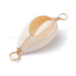 5Pcs Natural Shell Copper Wire Wrapped Connector Charms&nbsp;PALLOY-JF02316-03A