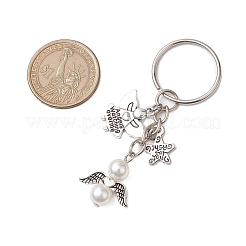 アクリルキーホルダー  合金チャームと鉄製スプリットキーリング付き  天使  アンティークシルバー＆プラチナ  7.2cm&nbsp;KEYC-JKC00912