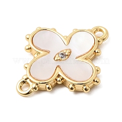 Brass Pave Clear Cubic Zirconia Flower Links Connector Charms&nbsp;KK-G553-03G
