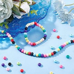 315本9色手作りポリマークレイビーズ連売り  ジュエリー工芸用品のDIY用  ラウンド  ミックスカラー  7x5.5mm  穴：1.6mm  35個/カラー&nbsp;CLAY-FH0001-20