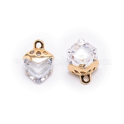 ガラスチャーム  合金のパーツと  キューブ  クリスタル  15x10x10mm  穴：1.6mm&nbsp;GLAA-SZC0004-02M