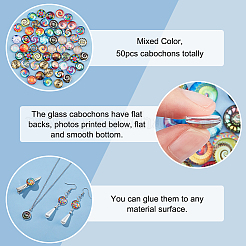 1 Bag Printed Glass Cabochons&nbsp;GGLA-PH0001-48