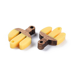 Opaque Resin & Walnut Wood Links Connectors&nbsp;RESI-T035-41